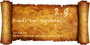 Kapéter Gergely névjegykártya